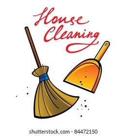 House Cleaning broom brush dust dirt service shovel