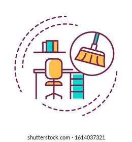 House Cleaning color line icon. Handyman service. Disposing of rubbish, cleaning dirty surfaces, dusting and vacuuming. Pictogram for web page, mobile app, promo. Editable stroke.