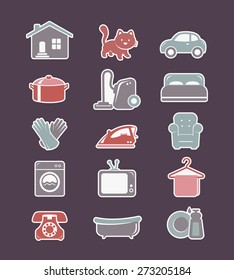 House cleaning and household appliances flat icons