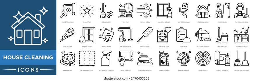 Symbol für Hausreinigung. Teppichreinigung, glänzender Stern, Sauberer Sweep, Saubere Zeit, Frisch und Sauber, Fensterreiniger und Rinnenreinigung