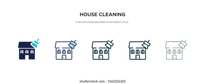 house cleaning icon in different style vector illustration. two colored and black house cleaning vector icons designed in filled, outline, line and stroke style can be used for web, mobile, ui