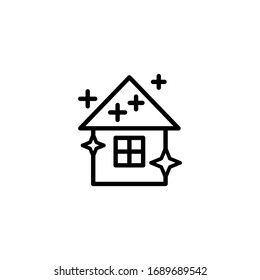 House cleaning icon in linear, outline icon isolated on white background