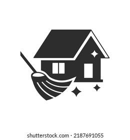 House cleaning icon. Monochrome symbol. Vector illustration