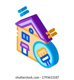 Vector de iconos de limpieza de la casa. Señal de limpieza de casa isométrica. ilustración de símbolo aislado de color