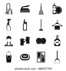 House cleaning icons set in simple style. Maid service set collection vector illustration