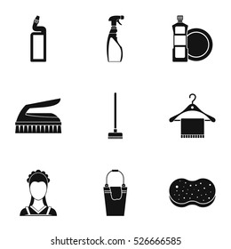 House cleaning icons set. Simple illustration of 9 house cleaning vector icons for web