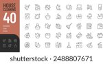 House Cleaning Line Editable Icons set. Vector illustration in modern thin line style of cleaning service related icons: detergents, cleaning equipment, household appliances, and  more. 