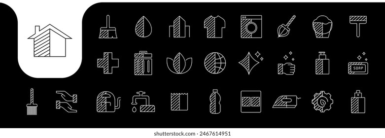 house cleaning line minimal icon vector designs