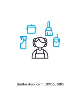 House cleaning linear icon concept. House cleaning line vector sign, symbol, illustration.