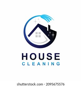 house cleaning logo with broom concept