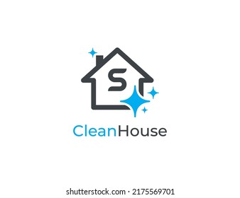 House Cleaning Logo Concept sign icon symbol Design with Letter S. Cleaning Service Logo Design. Vector illustration logo template