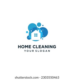 house cleaning logo design with foam