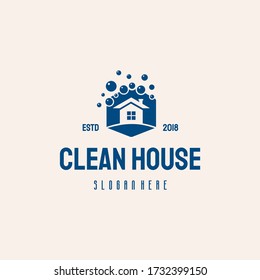 Concepto de diseño del logotipo de limpieza de la casa