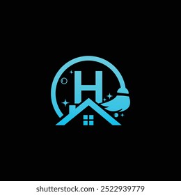 House Cleaning logo with letter H, Initial Letter cleaning logo design vector