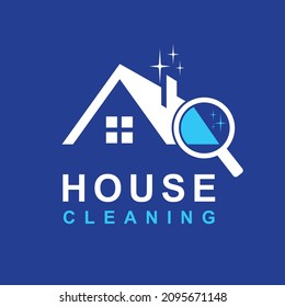 house cleaning logo with magnifying glass concept