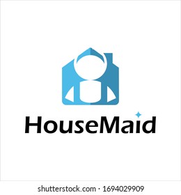 house cleaning logo modern design template, fun property maid vector 