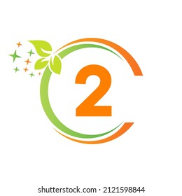 House Cleaning Logo On 2 Letter Design. Letter 2 Cleaning Service House Logo Template Vacuum Cleaner, Bucket, Spring Cleaning Logotype