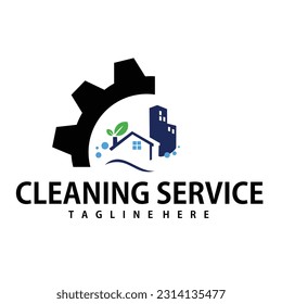 a house cleaning logo with vector logo design concept