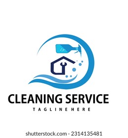 a house cleaning logo with vector logo design concept