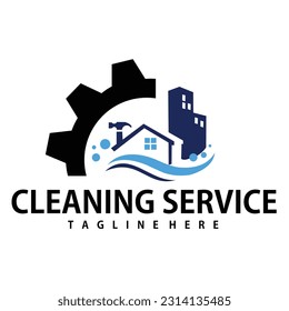 a house cleaning logo with vector logo design concept