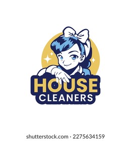 House Cleaning, House Maid Logo Design Concept For House Keeping 