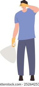 House Cleaning Person Character Isolated on White Background, Flat Vector Graphic.