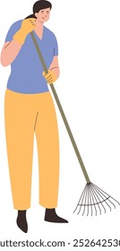 House Cleaning Person Character Isolated on White Background, Flat Vector Graphic.