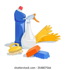 house cleaning, cleaning products. vector illustration