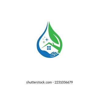 House Cleaning Service Business Logo Design With Hand Symbol Vector Templates.