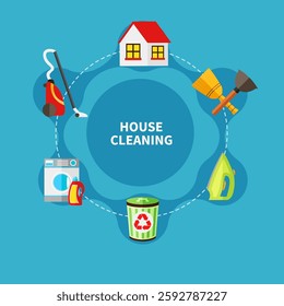 House cleaning service concept, flat design vector illustration