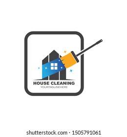 house cleaning service icon logo vector illustration template