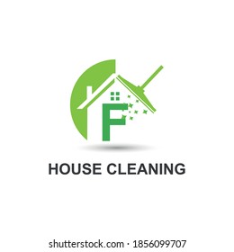 House Cleaning Service with Initial F Letter Concept Logo Design Template
