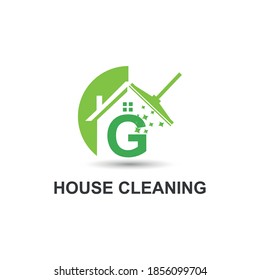 House Cleaning Service with Initial G Letter Concept Logo Design Template