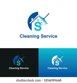 House Cleaning Service with Initial S Letter Concept Logo Design Template