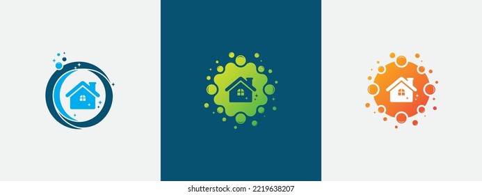 House Cleaning Service Logo Concept sign icon symbol Element Design. Home, Water, Foam, Soap, Bubble Logotype. Vector illustration