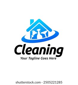 House cleaning service logo design. House cleaning products vector design.