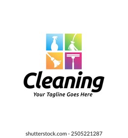 House cleaning service logo design. House cleaning products vector design.