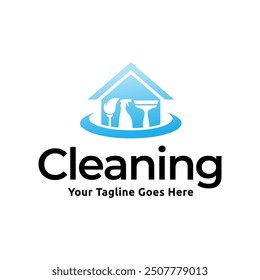 House cleaning service logo design. House cleaning products vector design.