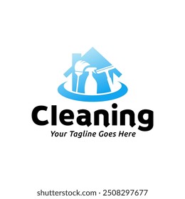 House cleaning service logo design. House cleaning products vector design.