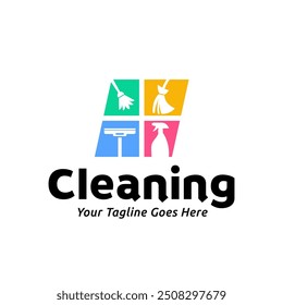 House cleaning service logo design. House cleaning products vector design.