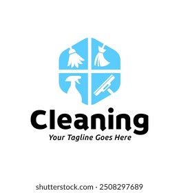 House cleaning service logo design. House cleaning products vector design.