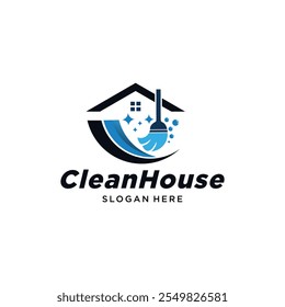 House Cleaning Service Logo Design Template Vector Illustration