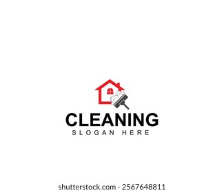 House cleaning service logo design. House with vacuum cleaner vector design. Spring cleaning logotype