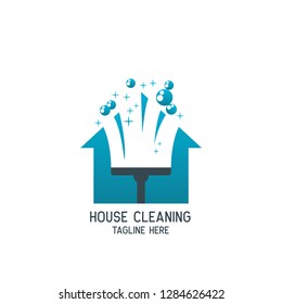 house cleaning service logo with text space for your slogan, tagline, vector illustration