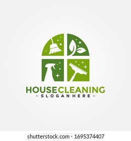 House Cleaning Service logo vector combination. Creative cleaning logo template design.