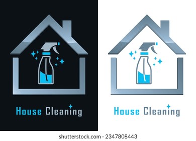 House cleaning service - spray bottle - logo design vector icon