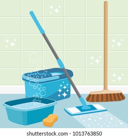 House cleaning service vector illustration.