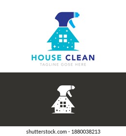 Diseño de logotipo vectorial del servicio de limpieza de casas, con spray de limpieza de hogares y de autoservicio