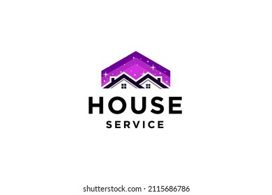 House Cleaning services logo design vector illustration.