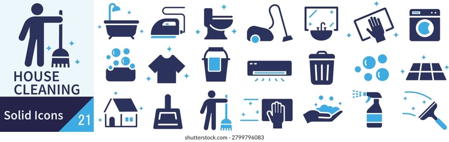 House Cleaning Silhouette Icon Set